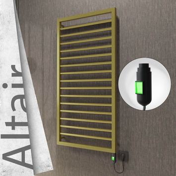 Radiva - Altair Elektrikli Paslanmaz Çelik Havlupan 500x1180 Satine Altın (On/Off Düğmeli) 300W