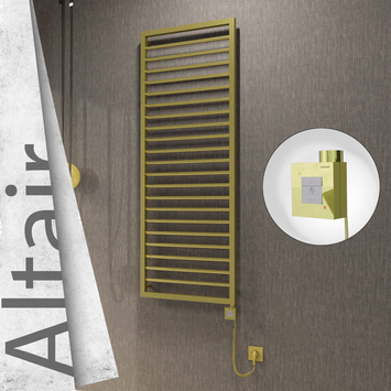 Radiva - Altair Elektrikli Paslanmaz Çelik Havlupan 500x1600 Satine Altın (KTX1 Termostat) 600W Spiral Kablolu
