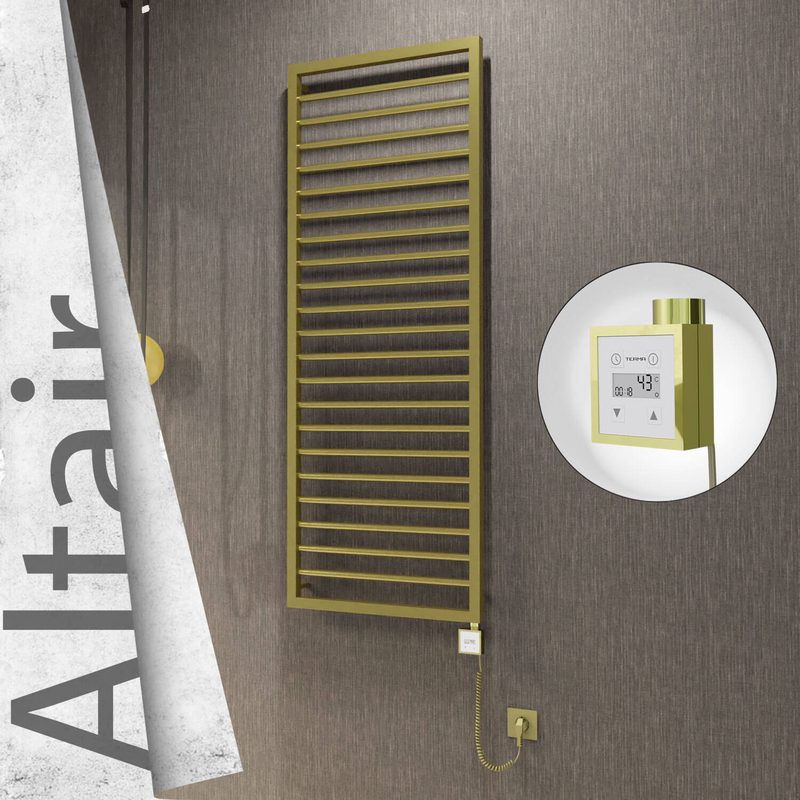 ALTAIR Elektrikli Paslanmaz Çelik Havlupan 500x1600 Satine Altın (KTX3 Termostat) 600W Spiral Kablolu