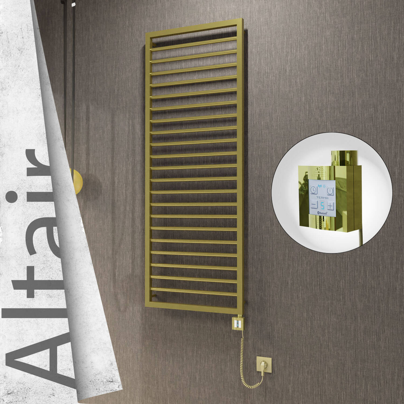 ALTAIR Elektrikli Paslanmaz Çelik Havlupan 500x1600 Satine Altın (KTX4 Termostat) 600W Spiral Kablolu