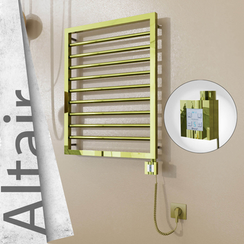 Radiva - Altair Elektrikli Paslanmaz Çelik Havlupan 500x760 Altın (KTX4 Termostat) 200W Spiral Kablolu