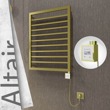 Radiva - Altair Elektrikli Paslanmaz Çelik Havlupan 500x760 Satine Altın (KTX3 Termostat) 200W Spiral Kablolu