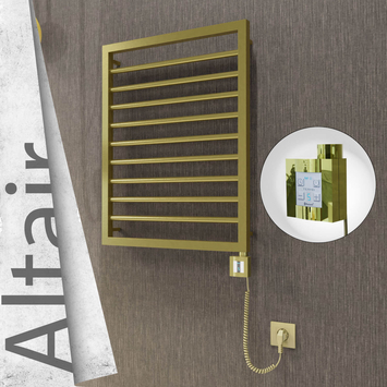 Radiva - Altair Elektrikli Paslanmaz Çelik Havlupan 500x760 Satine Altın (KTX4 Termostat) 200W Spiral Kablolu