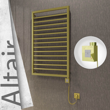 Radiva - Altair Elektrikli Paslanmaz Çelik Havlupan 600x1040 Satine Altın (KTX1 Termostat) 300W Spiral Kablolu