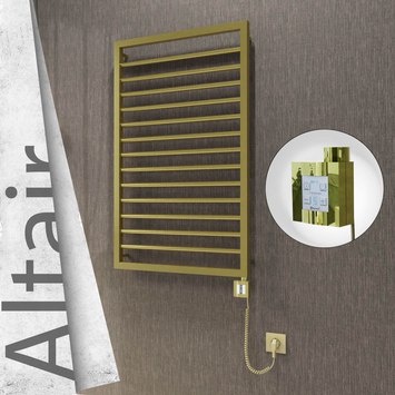 Radiva - Altair Elektrikli Paslanmaz Çelik Havlupan 600x1040 Satine Altın (KTX4 Termostat) 300W Spiral Kablolu