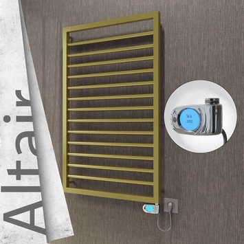 Radiva - Altair Elektrikli Paslanmaz Çelik Havlupan 600x1040 Satine Altın (Musa Termostat) 300W