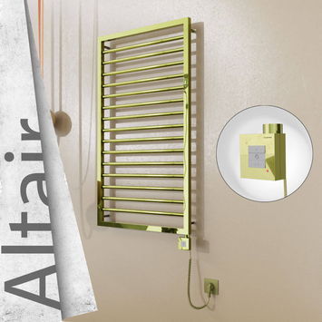 Radiva - Altair Elektrikli Paslanmaz Çelik Havlupan 600x1180 Altın (KTX1 Termostat) 300W Spiral Kablolu