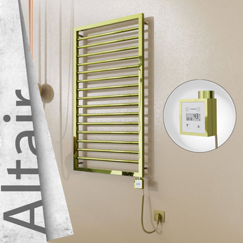 Radiva - Altair Elektrikli Paslanmaz Çelik Havlupan 600x1180 Altın (KTX3 Termostat) 300W Spiral Kablolu