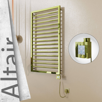 Radiva - Altair Elektrikli Paslanmaz Çelik Havlupan 600x1180 Altın (KTX4 Termostat) 300W Spiral Kablolu