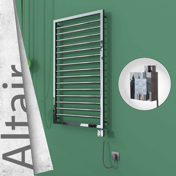 Radiva - Altair Elektrikli Paslanmaz Çelik Havlupan 600x1180 Ayna Polisaj (KTX4 Termostat) 300W Spiral Kablolu