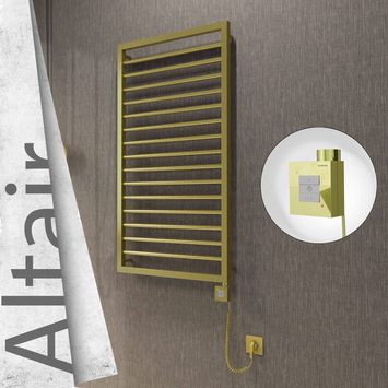 Radiva - Altair Elektrikli Paslanmaz Çelik Havlupan 600x1180 Satine Altın (KTX1 Termostat) 300W Spiral Kablolu