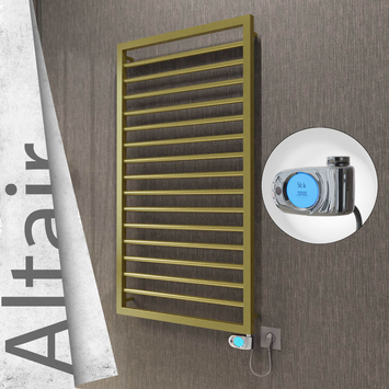Radiva - Altair Elektrikli Paslanmaz Çelik Havlupan 600x1180 Satine Altın (Musa Termostat) 300W