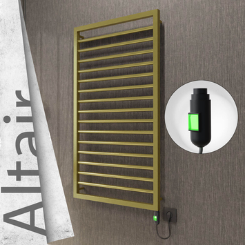Radiva - Altair Elektrikli Paslanmaz Çelik Havlupan 600x1180 Satine Altın (On/Off Düğmeli) 300W
