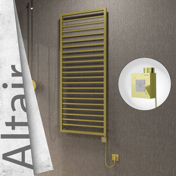 Radiva - Altair Elektrikli Paslanmaz Çelik Havlupan 600x1600 Satine Altın (KTX1 Termostat) 600W Spiral Kablolu