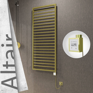 Radiva - Altair Elektrikli Paslanmaz Çelik Havlupan 600x1600 Satine Altın (KTX3 Termostat) 600W Spiral Kablolu