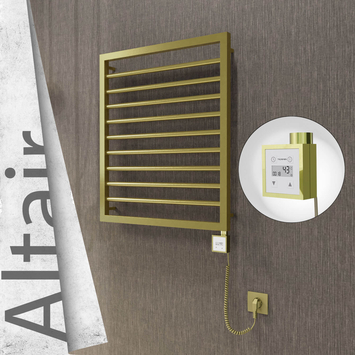 Radiva - Altair Elektrikli Paslanmaz Çelik Havlupan 600x760 Satine Altın (KTX3 Termostat) 300W Spiral Kablolu