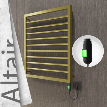 Radiva - Altair Elektrikli Paslanmaz Çelik Havlupan 600x760 Satine Altın (On/Off Düğmeli) 300W