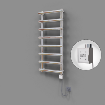 Radiva - Amazon Dekoratif Elektrikli Havlupan 500x1150 Krom (KTX3 Termostat) 300W Spiral Kablolu