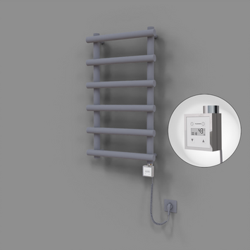 Radiva - Amazon Dekoratif Elektrikli Havlupan 500x850 Gri (KTX3 Termostat) 300W Spiral Kablolu