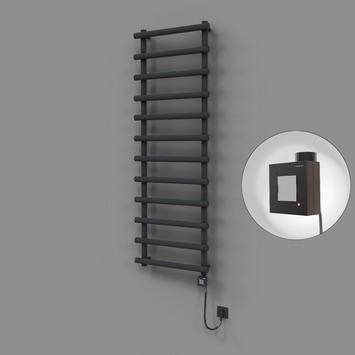 Radiva - Amazon Dekoratif Elektrikli Havlupan 600x1750 Koyu Antrasit (KTX1 Termostat) 1000W Spiral Kablolu