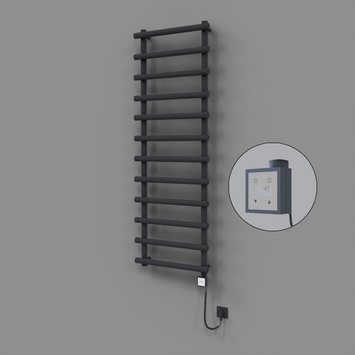 Radiva - Amazon Dekoratif Elektrikli Havlupan 600x1750 Koyu Antrasit (KTX3 Termostat) 1000W Spiral Kablolu