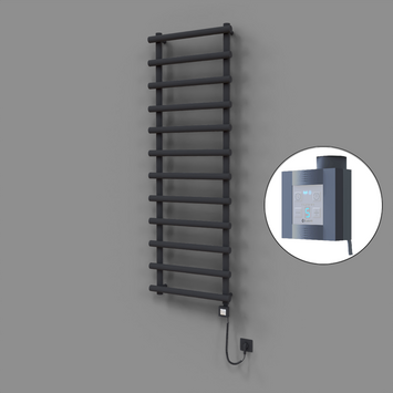Radiva - Amazon Dekoratif Elektrikli Havlupan 600x1750 Koyu Antrasit (KTX4 Termostat) 1000W Spiral Kablolu
