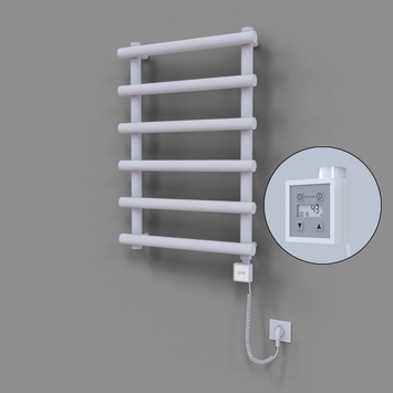 Radiva - Amazon Dekoratif Elektrikli Havlupan 600x850 Beyaz (KTX3 Termostat) 300W Spiral Kablolu
