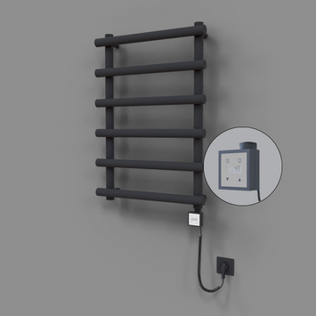 Radiva - Amazon Dekoratif Elektrikli Havlupan 600x850 Koyu Antrasit (KTX3 Termostat) 300W Spiral Kablolu