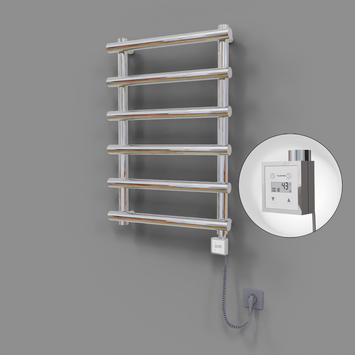 Radiva - Amazon Dekoratif Elektrikli Havlupan 600x850 Krom (KTX3 Termostat) 200W Spiral Kablolu