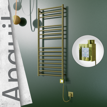 - ANGUILA Elektrikli Paslanmaz Çelik Havlupan 500x1210 Satine Altın (KTX4 Termostat) 200W Spiral Kablolu  - ANGUILA Elektrikli Paslanmaz Çelik Havlupan 500x1210 Satine Altın (KTX4 Termostat) 200W Spiral Kablolu