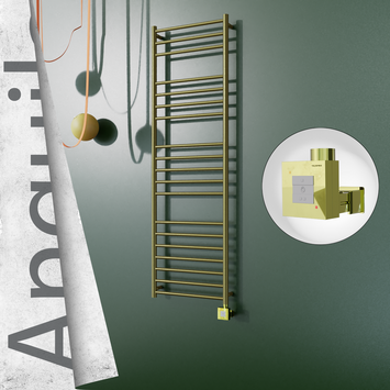  - ANGUILA Elektrikli Paslanmaz Çelik Havlupan 500x1630 Satine Altın (KTX1 Termostat) 300W