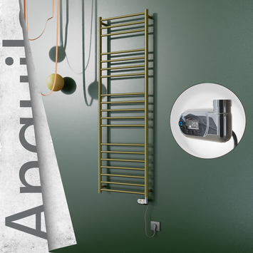  - ANGUILA Elektrikli Paslanmaz Çelik Havlupan 500x1630 Satine Altın (Thesis Termostat) 300W