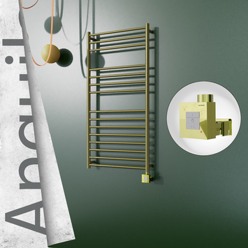  - ANGUILA Elektrikli Paslanmaz Çelik Havlupan 600x1210 Satine Altın (KTX1 Termostat) 300W