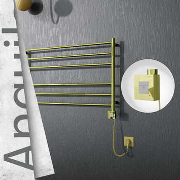 Radiva - Angulia Elektrikli Paslanmaz Çelik Havlupan 1000x590 Altın (KTX1 Termostat) 200W Spiral Kablolu
