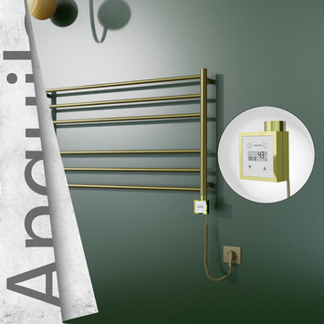 Radiva - Angulia Elektrikli Paslanmaz Çelik Havlupan 1000x590 Altın (KTX3 Termostat) 200W Spiral Kablolu