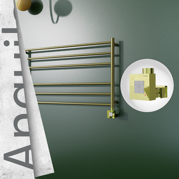 Radiva - Angulia Elektrikli Paslanmaz Çelik Havlupan 1000x590 Satine Altın (KTX1 Termostat) 200W