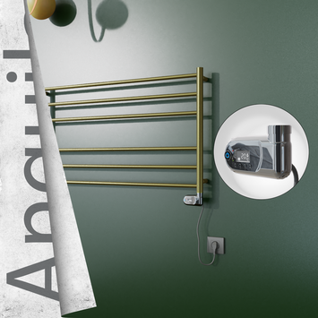 Radiva - Angulia Elektrikli Paslanmaz Çelik Havlupan 1000x590 Satine Altın (Thesis Termostat) 200W