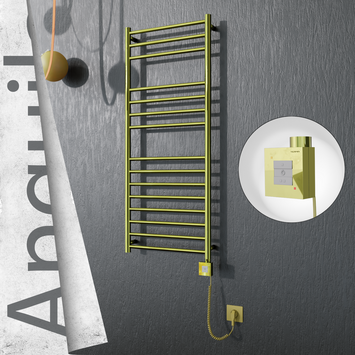 Radiva - Angulia Elektrikli Paslanmaz Çelik Havlupan 500x1210 Altın (KTX1 Termostat) 200W Spiral Kablolu