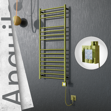 Radiva - Angulia Elektrikli Paslanmaz Çelik Havlupan 500x1210 Altın (KTX4 Termostat) 200W Spiral Kablolu