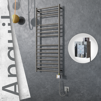 Radiva - Angulia Elektrikli Paslanmaz Çelik Havlupan 500x1210 Satin Polisaj (KTX4 Termostat) 200W Spiral Kablolu