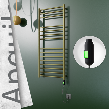 Radiva - Angulia Elektrikli Paslanmaz Çelik Havlupan 500x1210 Satine Altın (On/Off Düğmeli) 200W