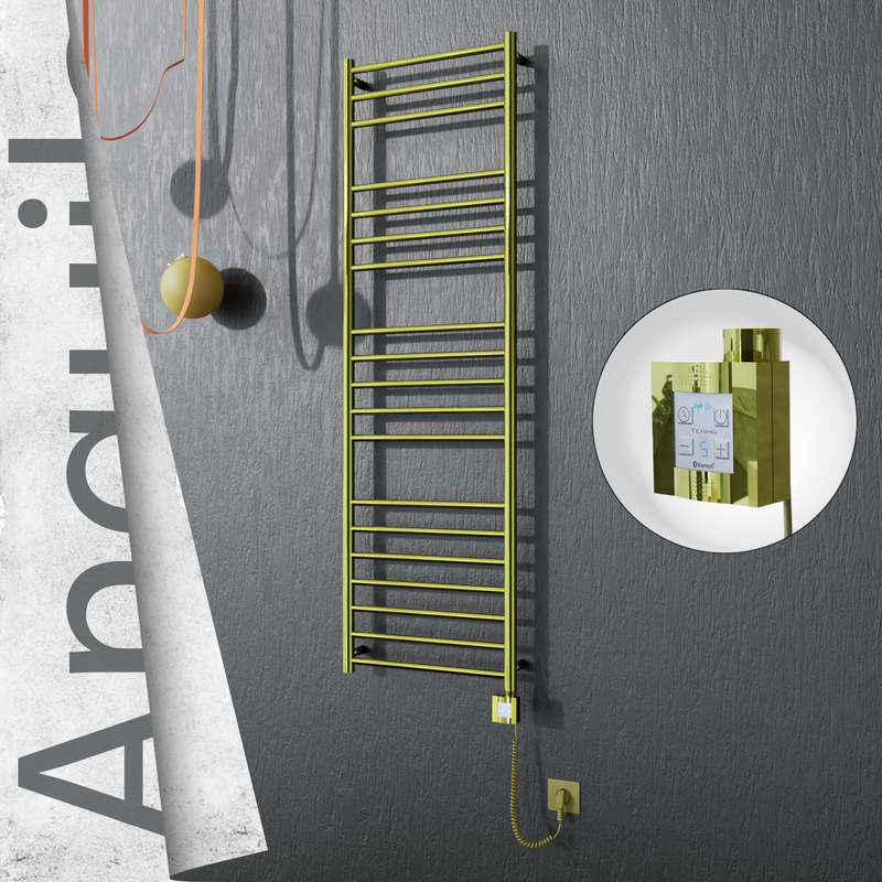 Angulia Elektrikli Paslanmaz Çelik Havlupan 500x1630 Altın (KTX4 Termostat) 300W Spiral Kablolu