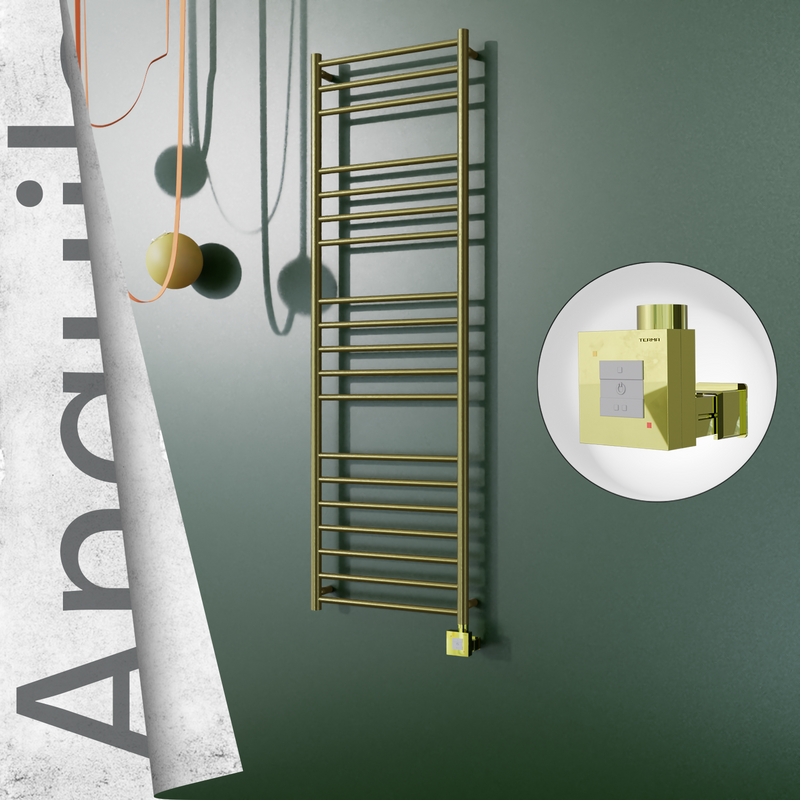 Angulia Elektrikli Paslanmaz Çelik Havlupan 500x1630 Satine Altın (KTX1 Termostat) 300W