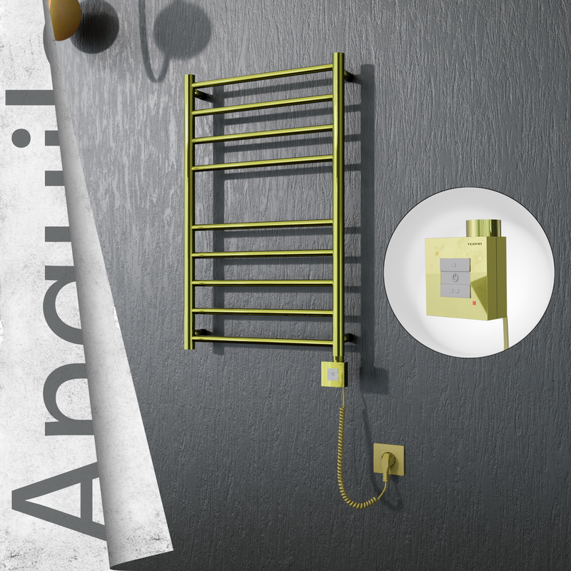 Angulia Elektrikli Paslanmaz Çelik Havlupan 500x790 Altın (KTX1 Termostat) 200W Spiral Kablolu