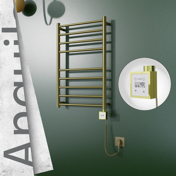 Radiva - Angulia Elektrikli Paslanmaz Çelik Havlupan 500x790 Altın (KTX3 Termostat) 200W Spiral Kablolu