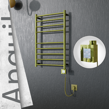 Radiva - Angulia Elektrikli Paslanmaz Çelik Havlupan 500x790 Altın (KTX4 Termostat) 200W Spiral Kablolu