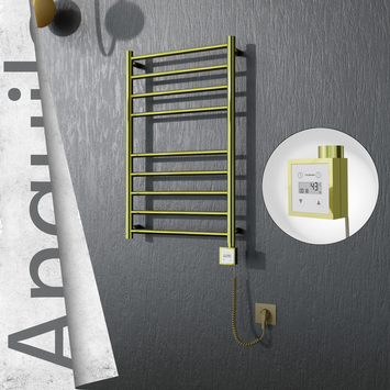 Radiva - Angulia Elektrikli Paslanmaz Çelik Havlupan 500x790 Satine Altın (KTX3 Termostat) 200W Spiral Kablolu