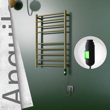 Radiva - Angulia Elektrikli Paslanmaz Çelik Havlupan 500x790 Satine Altın (On/Off Düğmeli) 200W