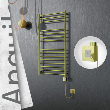Radiva - Angulia Elektrikli Paslanmaz Çelik Havlupan 600x1210 Altın (KTX1 Termostat) 300W Spiral Kablolu