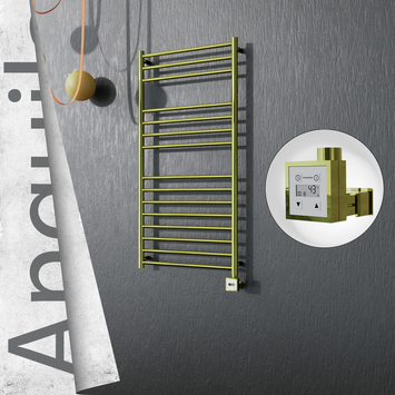 Radiva - Angulia Elektrikli Paslanmaz Çelik Havlupan 600x1210 Altın (KTX3 Termostat) 300W